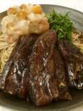 Chilled Soba with Ume Nametake Daikon and Grilled Eggplant