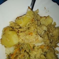Spicy fried rice and potato #myuniquericerecipe #authorsmarathon A picture of Spicy fried rice and potato #myuniquericerecipe #authorsmarathon.