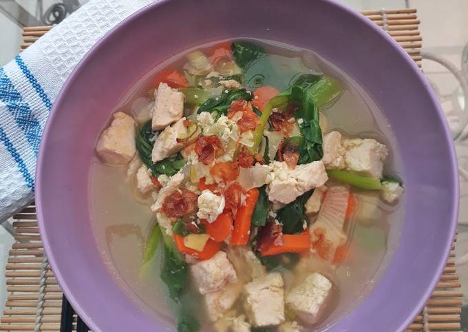 Resep Sup pokcoy tahu telur Anti Gagal