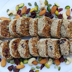 A picture of Dates and nuts roll.