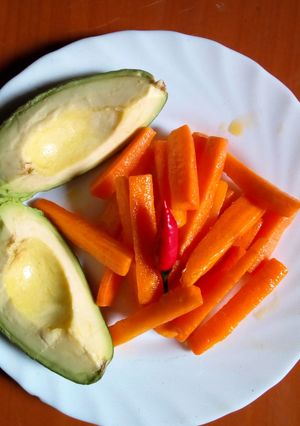 A picture of Pan fried carrot sticks.