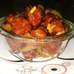 A picture of Chilli soya chunks.