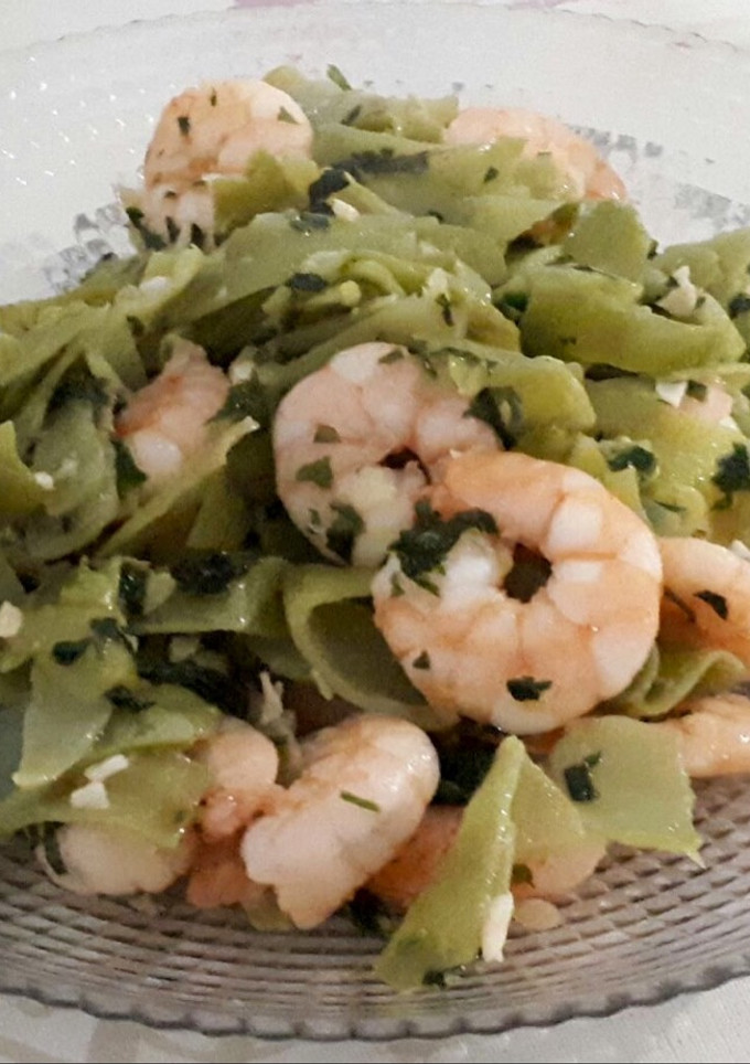 Una foto de Judías verdes salteadas con gambas