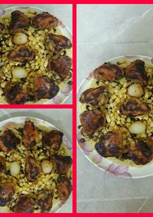 صورة لوصفة الرز بمكعبات بطاطا وبزاليا🐏🐏🐏🐏🐏🐏اكلة لعيد الأضحى