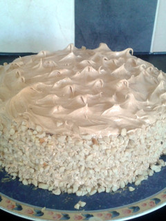 A picture of Coffee cake with coffee butter frosting.