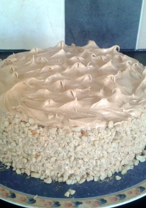 A picture of Coffee cake with coffee butter frosting.