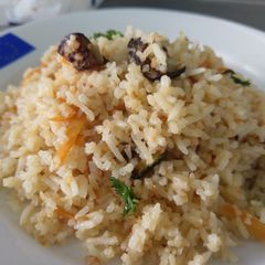 A picture of Eggplant and carrot rice.