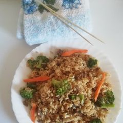 A picture of Mexican Broccoli & ground beef rice#my unique rice recipe.