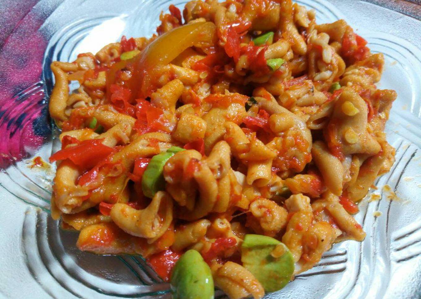 Usus ayam balado pete