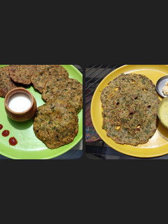 काकडीच्या खमंग पुऱ्या आणि थालीपीठ (thalipeeth recipe in marathi) रेसिपी चे मुख्य फोटो