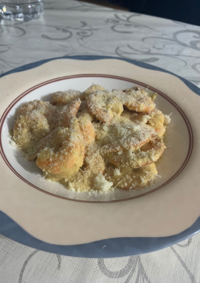Una foto de Gambas a la salsa de mostaza