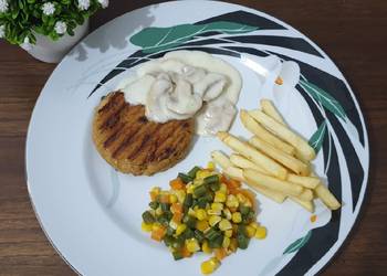 Masakan Populer Steak Tempe (ide menu diet) with Creamy Sauce #49 Sedap Nikmat