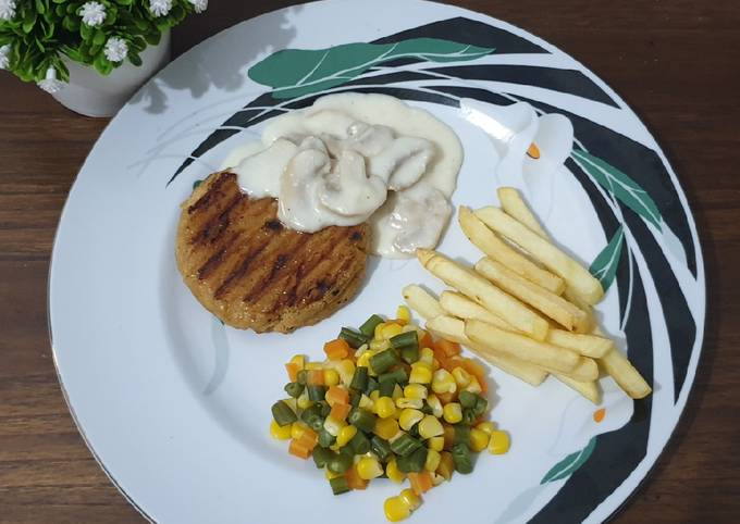 Steak Tempe (ide menu diet) with Creamy Sauce #49