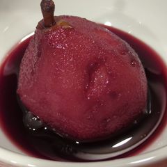 A picture of Pears in Beaujolaise Wine.