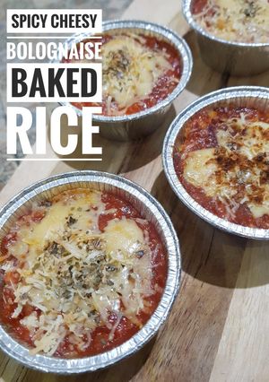 Foto resep 310. Spicy Cheesy Bolognaise Baked Rice