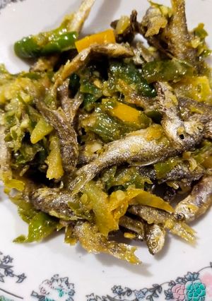 Foto resep Ikan Bilis goreng cabe hijau