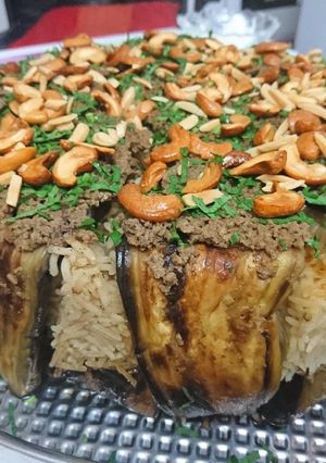 صورة لوصفة 🍆مقلوبة🍚الباذنجان🍆بطريقة صحيّة و بكمية زيت قليلة جداً