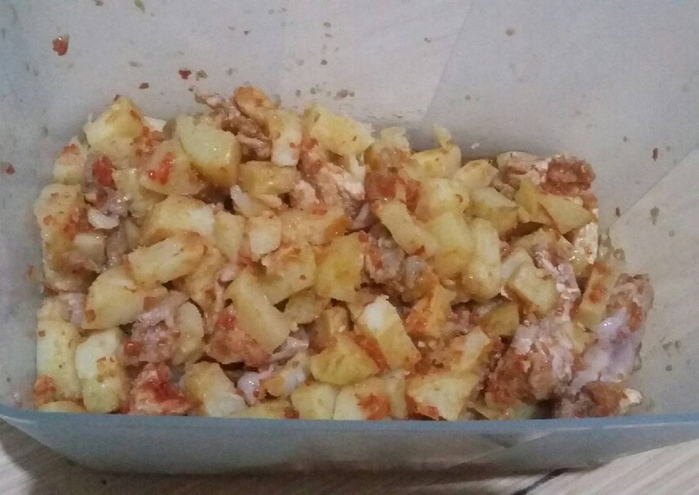 Chiken skin balado potatoes