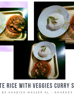 A picture of Boiled Rice With Veggies Curry.