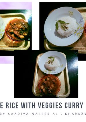 A picture of Boiled Rice With Veggies Curry.