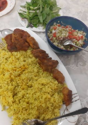 عکسی از دستور اسفناج پلو با ماهی سرخ کرده 😍❤⭐👌
