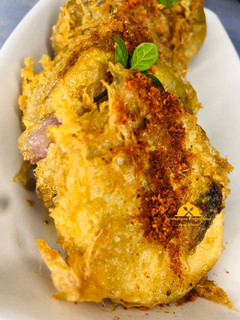 A picture of Fried cook yam and egg.
