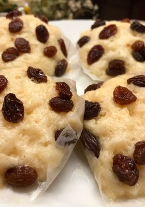 A picture of Raisin yogurt steamed cake - kids will love it!.