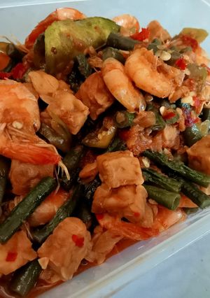 Foto resep Udang kacang panjang