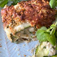 A picture of Summer in Provence Cheezette - cheesy herby courgette bake.