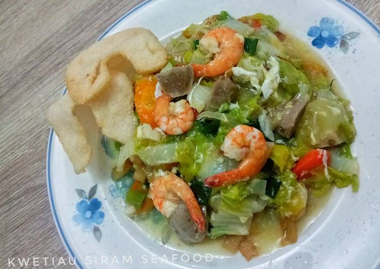 Resep Kwetiau siram seafood, Enak Banget