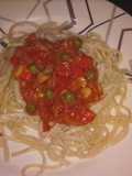 Spaguetis con salsa de Atún y mix de verduras