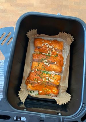 A picture of ☆Salmon Fillets with Red Pesto, Roasted in the Air Fryer☆.