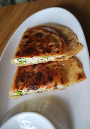 A picture of Gujiya like Paneer paratha.