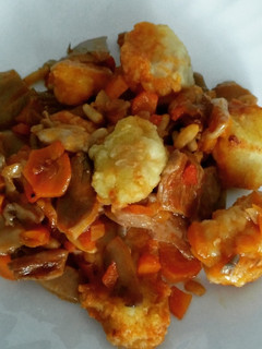 Una foto de Bacalao con setas y piñones