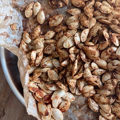 #CookEveryPart of a carving pumpkin - spiced pumpkin seeds A picture of #CookEveryPart of a carving pumpkin - spiced pumpkin seeds.