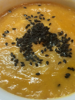 Una foto de Crema de zanahorias y choclo