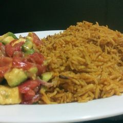 A picture of Pilau with kachumbari...#myuniquericerecipecontest.