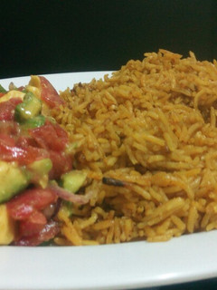 A picture of Pilau with kachumbari...#myuniquericerecipecontest.