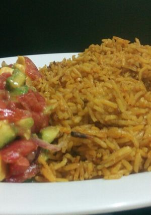 A picture of Pilau with kachumbari...#myuniquericerecipecontest.