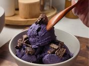 A picture of ice cream with condensed milk