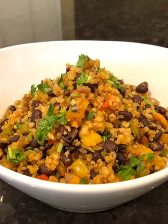 Simple Way Make Recipe Black Bean Cauliflower Rice with Jalapeño Pickles that is Delicious, So Delicious}