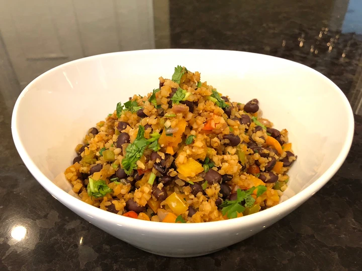 Simple Way Make Recipe Black Bean Cauliflower Rice with Jalapeño Pickles that is Delicious, So Delicious}