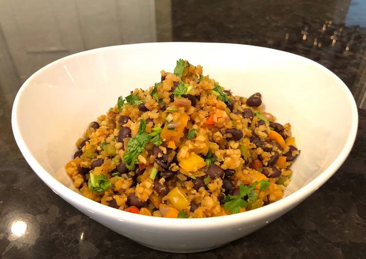 Black Bean Cauliflower Rice with Jalapeño Pickles