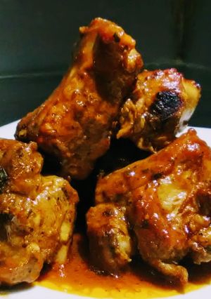 Una foto de Costillas de cerdo en salsa BBQ