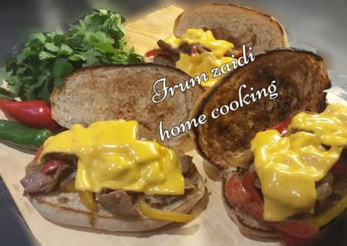 Simple Way to Make Favorite 🍟🥖Philly Cheesesteak Sandwich🥖🍟