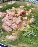 Canh cải con nấu thịt vai xay