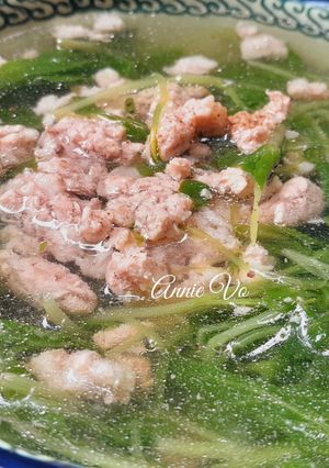 Hình của món Canh cải con nấu thịt vai xay.