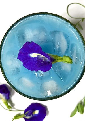 A picture of Tubtim Krob in Butterfly Pea Flower Tea Latte.