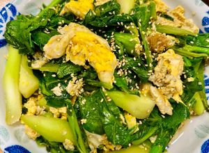 Hình của món Cải Rổ Xào Trứng Vịt.