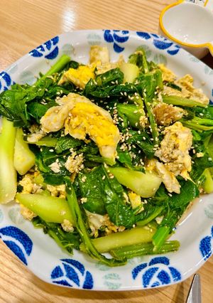 Hình của món Cải Rổ Xào Trứng Vịt.